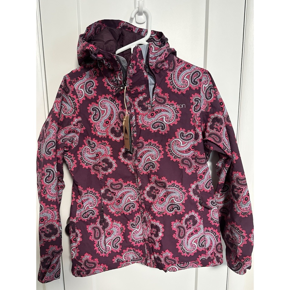 Burton‎ Radiant Dryride Durashell Purple Paisley Snowboard Jacket Sz M NWT